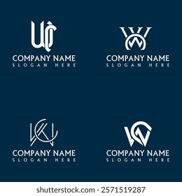 WC letter logo set design