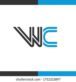 WC-Buchstaben Logo oder W C-Initialen-Design im Vektorformat.