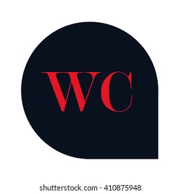 WC Letters red , Abstract black background logo, Design identity in shape, Alphabet letter