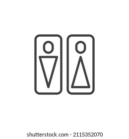 Icono de línea WC. signo de estilo lineal para concepto móvil y diseño web. Icono vectorial de contorno de retrete masculino y femenino. Símbolo, ilustración del logotipo. Gráficos vectoriales