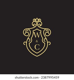 WC line vintage initial logo in high quality professional design that will print well across any print media