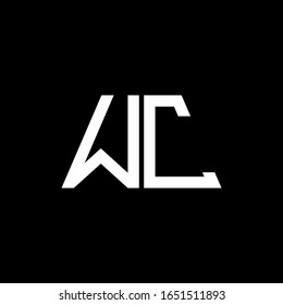 Monograma abstracto del logotipo WC aislado en fondo negro