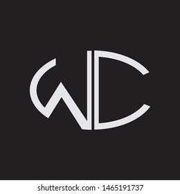 WC Logo letter oval monogram design template with black and white colors