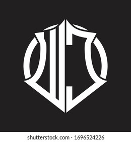 WC Logo monogram with emblem and circle rounded design template