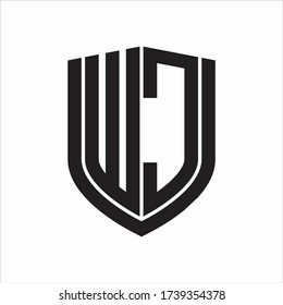 WC Logo monogram with emblem shield design isolated on white background