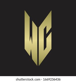 WC Logo monogram with emblem style isolated with gold colors