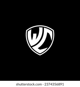 WC logo monogram emblem style with shield shape design template ideas