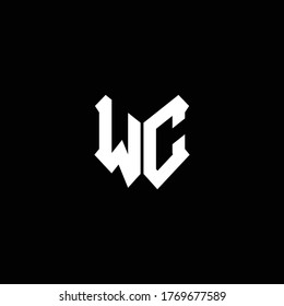 wc logo monogram with shield shape design template
