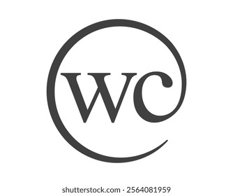 WC logo from two letter with circle shape email sign style. W and C round logotype of business company for brand identity.