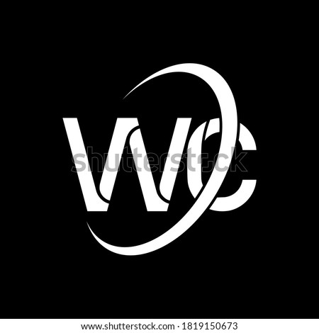 WC logo. W C design. White WC letter. WC/W C letter logo design. Initial letter WC linked circle uppercase monogram logo.	