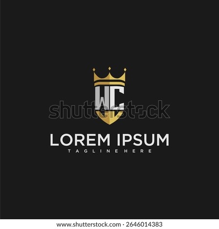 WC luxury letter monogram for crown and shield logo design