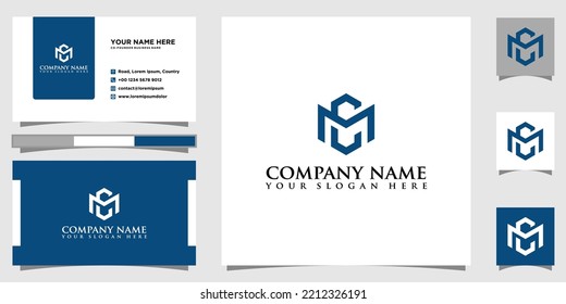 WC MC Letter Initial Logo Design  With Business Card Template
