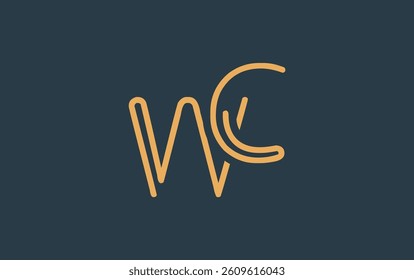 WC Minimalistic Line Art Logo Design with Abstract Lettering. Abstract minimalistic logo design featuring a sleek line art style.