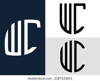 WC modern initial letter logo design vector bundle. It will be suitable for which company or brand name start those initial.