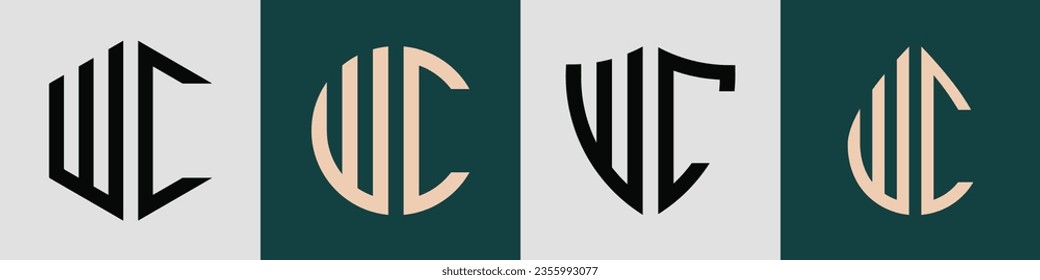 WC modern initial letter logo design vector bundle. It will be suitable for which company or brand name start those initial.