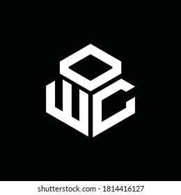 WC monogram logo with 3 cube style design template isolated on black background