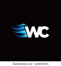 Logo de monograma con plantilla de diseño de estilo de incendio azul