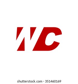 WC negative space letter logo red