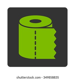 WC Paper Roll vector icon. Style is flat rounded square button, eco green and gray colors, white background.