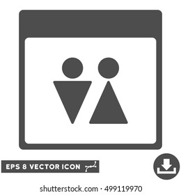 WC Persons Calendar Page icon. Vector EPS illustration style is flat iconic symbol, gray color.