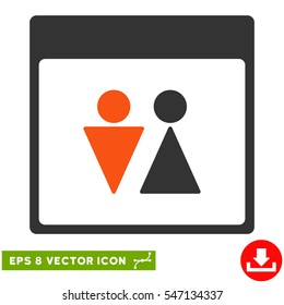 WC Persons Calendar Page icon. Vector EPS illustration style is flat iconic bicolor symbol, orange and gray colors.