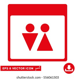 WC Persons Calendar Page icon. Vector EPS illustration style is flat iconic symbol, red color.