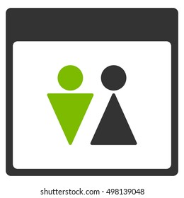 WC Persons Calendar Page vector icon. Style is flat graphic bicolor symbol, eco green and gray colors, white background.