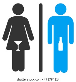 WC Persons icon. Vector style is bicolor flat iconic symbol, blue and gray colors, white background.
