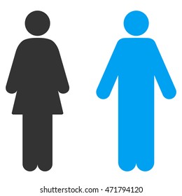 WC Persons icon. Vector style is bicolor flat iconic symbol, blue and gray colors, white background.