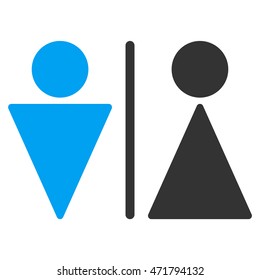 WC Persons icon. Vector style is bicolor flat iconic symbol, blue and gray colors, white background.