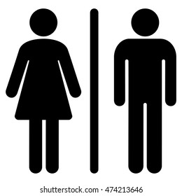 WC Persons icon. Vector style is flat iconic symbol, black color, white background.