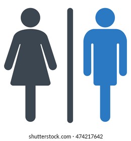 WC Persons icon. Vector style is bicolor flat iconic symbol, smooth blue colors, white background.