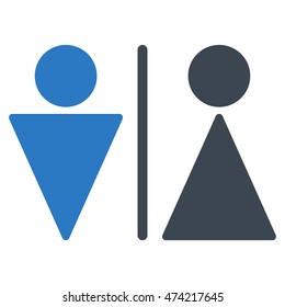 WC Persons icon. Vector style is bicolor flat iconic symbol, smooth blue colors, white background.