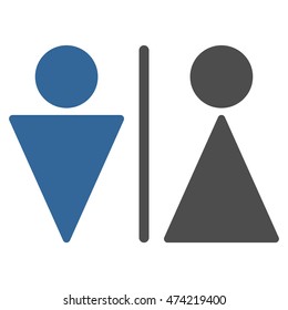 WC Persons icon. Vector style is bicolor flat iconic symbol, cobalt and gray colors, white background.