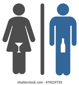 WC Persons icon. Vector style is bicolor flat iconic symbol, cobalt and gray colors, white background.