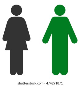 WC Persons icon. Vector style is bicolor flat iconic symbol, green and gray colors, white background.