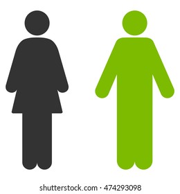 WC Persons icon. Vector style is bicolor flat iconic symbol, eco green and gray colors, white background.