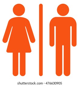 WC Persons icon. Vector style is flat iconic symbol, orange color, white background.