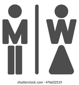 WC Persons icon. Vector style is flat iconic symbol, gray color, white background.