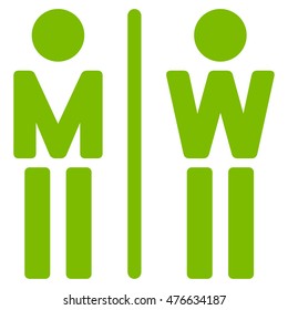 WC Persons icon. Vector style is flat iconic symbol, eco green color, white background.