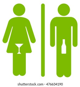 WC Persons icon. Vector style is flat iconic symbol, eco green color, white background.