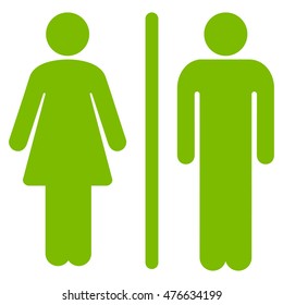 WC Persons icon. Vector style is flat iconic symbol, eco green color, white background.