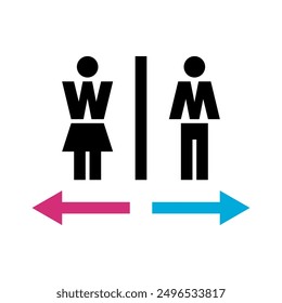 WC Pictogram Sign of printable vector. Restroom icon Sticker of Toilet symbol with people silhouette clipart.