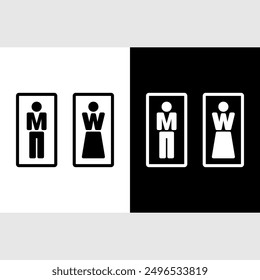 WC Pictogram Signo de Vector de iconos imprimibles. Información de la etiqueta engomada del símbolo del retrete en el baño con el Clipart de la silueta de la gente.