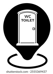 WC or public toilet map pointer icon isolated on white background. Simple vector public toilet icon