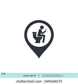 wc or restroom location icon symbol logo design element