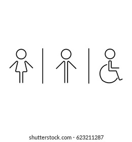 WC Restroom Rounded Icon Vector Set