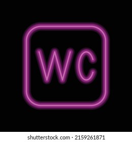WC, restroom simple icon vector. Flat design. Purple neon style on black background.ai