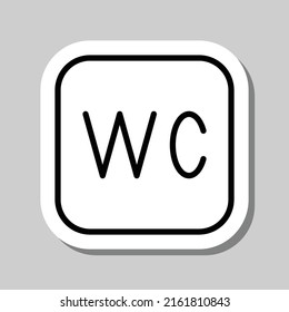WC, restroom simple icon vector. Flat design. Sticker with shadow on gray background.ai