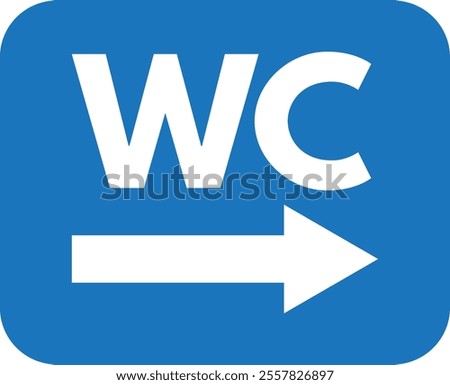 WC to right icon isolated on white background . WC toilet direction sign .  Vector illustration